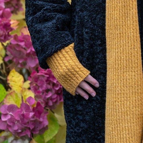 Recycled Mix Mustard Fingerless Mittens by Peace of Mind